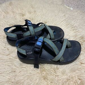 Chaco Black and Green Adventure Sandals